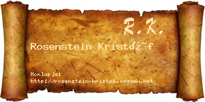 Rosenstein Kristóf névjegykártya